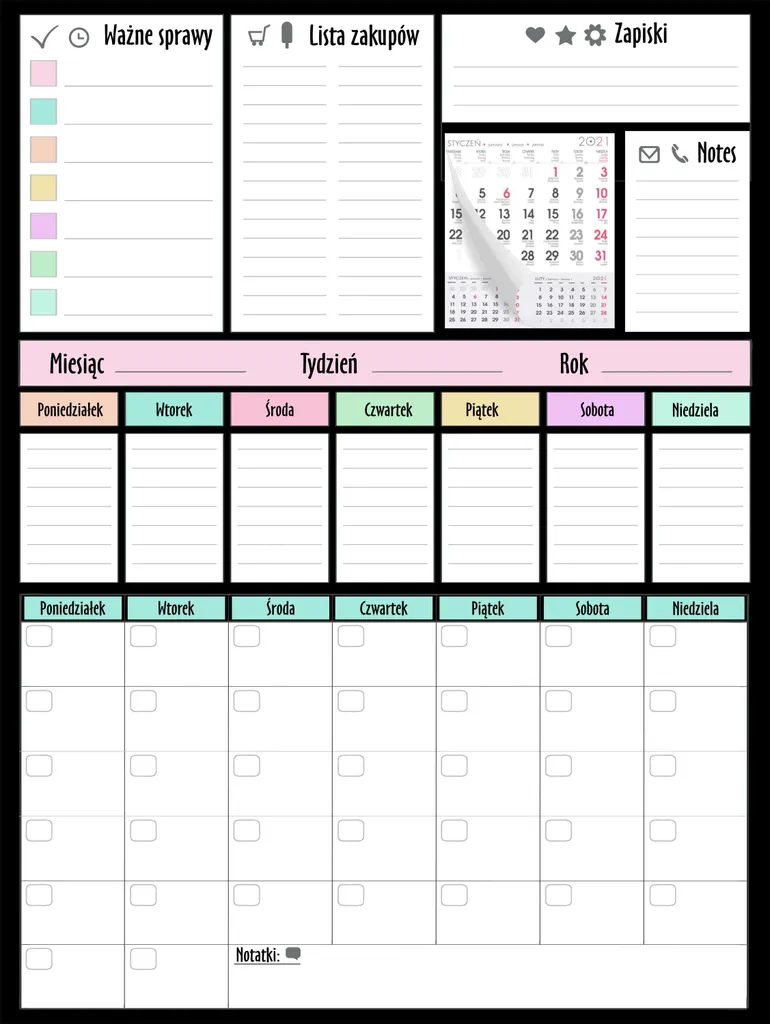 Calendario Famiglia Magnetico XXL: Planner Pasti e Impegni Settimanali