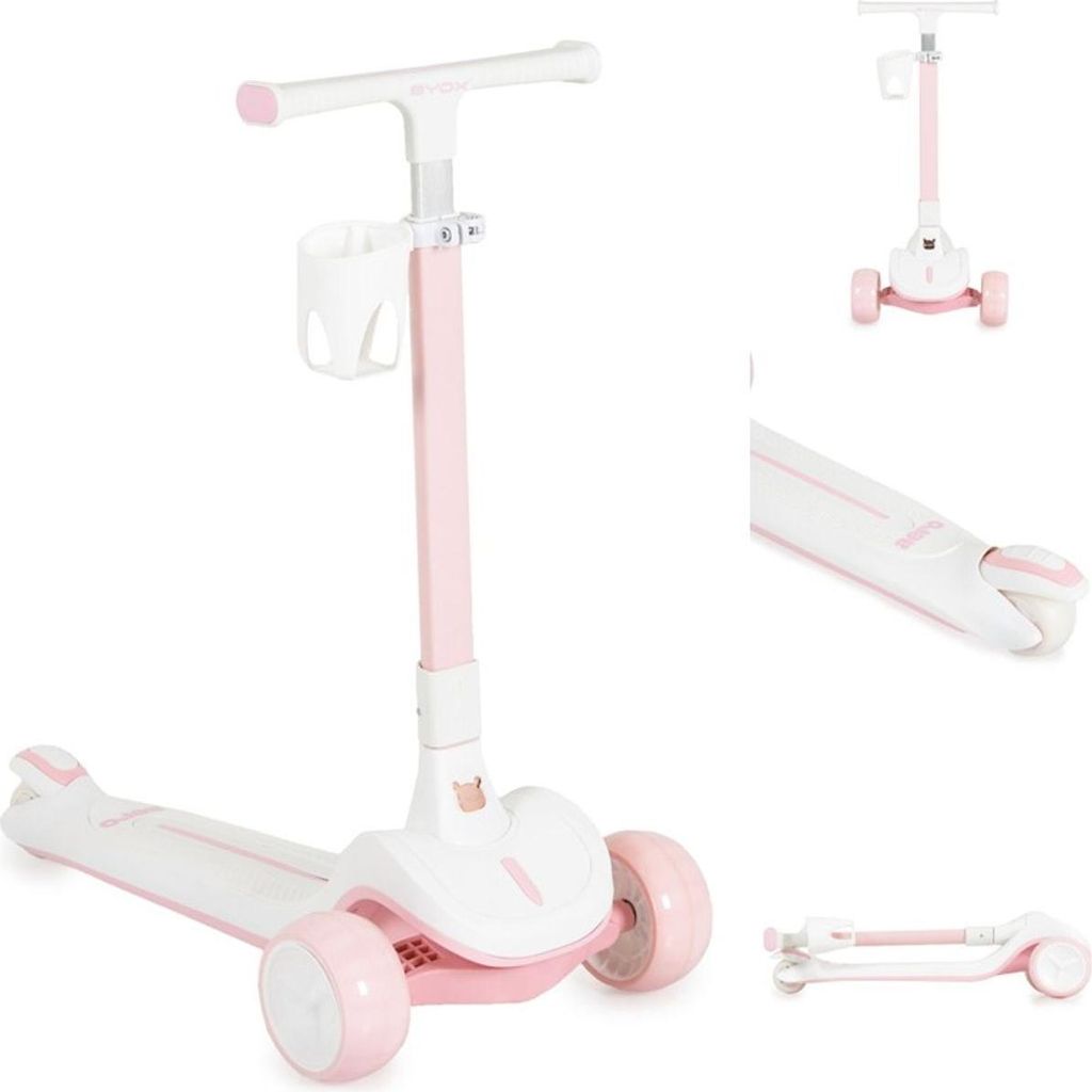 Byox Kinderroller Aero klappbar Getränkehalter Hinterradbremse höhenverstellbar rosa