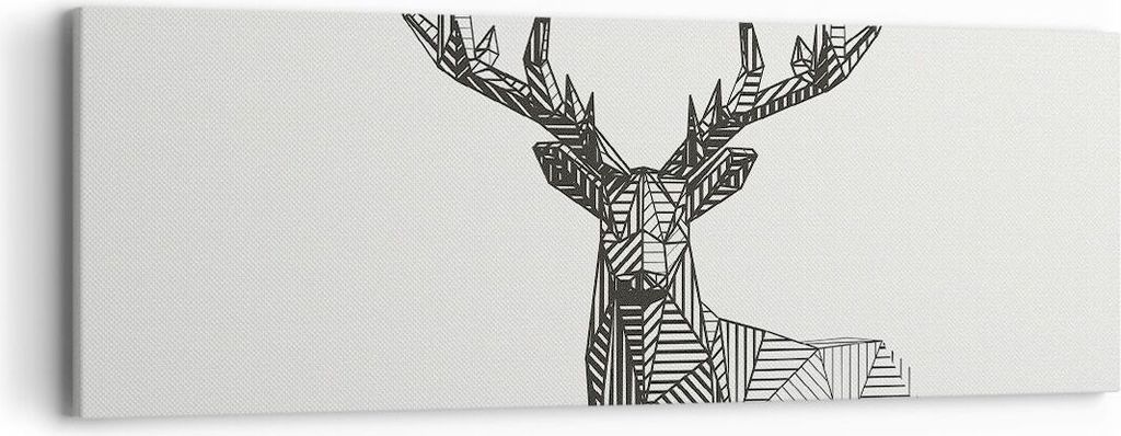 Bild auf Leinwand - Leinwandbild - Einteilig - Hirsch Skizze Skandinavisch - 90x30cm - Wand Bild - Wanddeko - Wandbilder - Leinwanddruck - Bilder -...