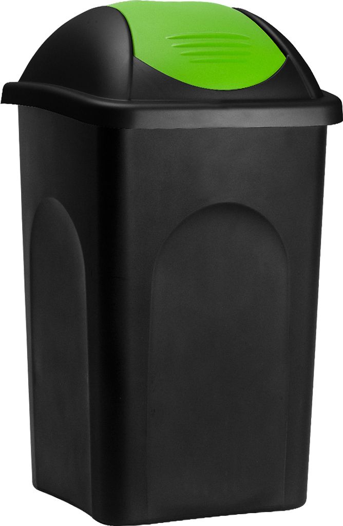Stefanplast Mülleimer mit Schwingdeckel 60L Abfalleimer Geruchsarm Küche Bad Biomüll Gelber Sack Kunststoff Mülltrennung Grün