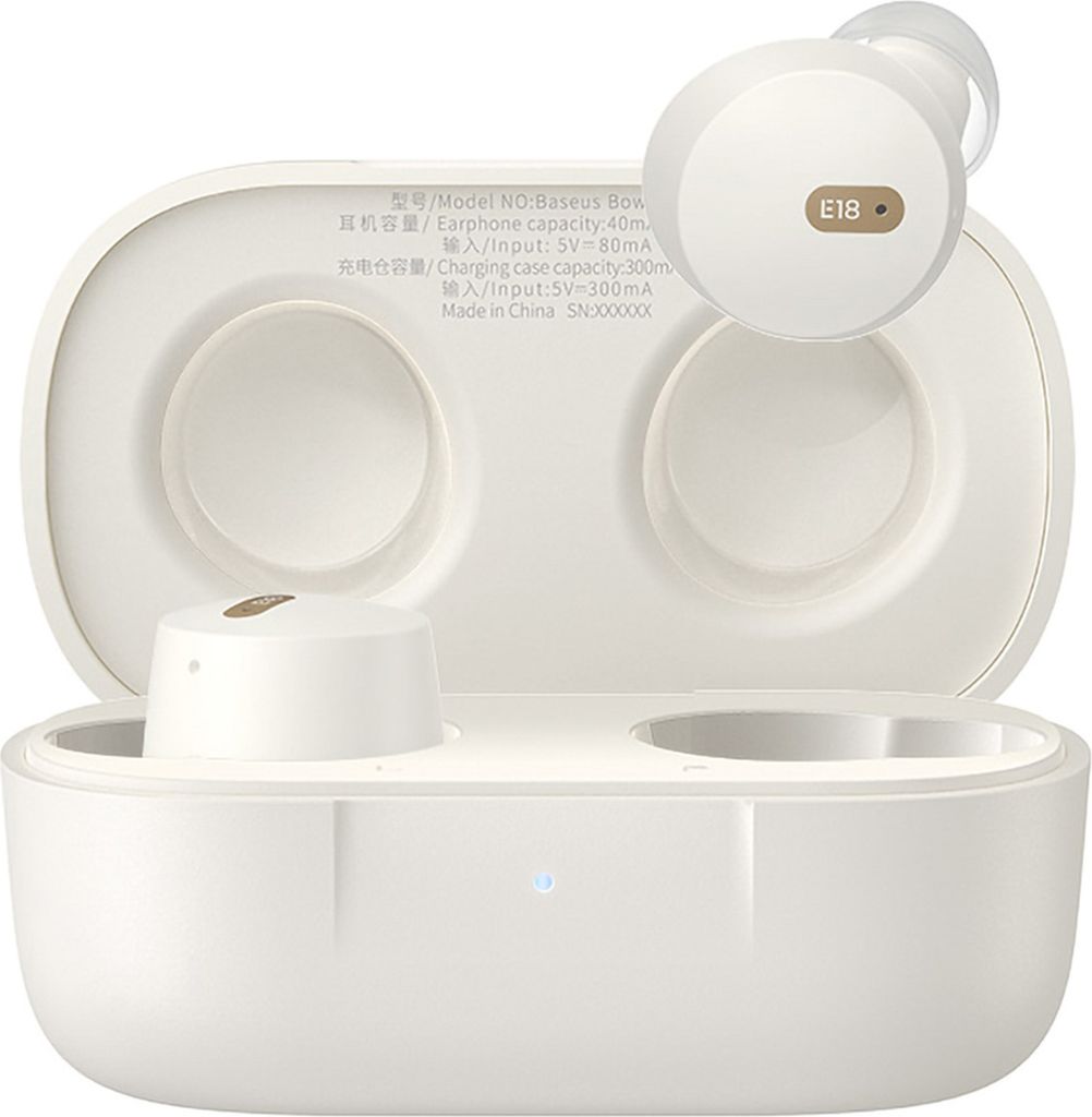 Baseus Bowie E18, True Wireless Stereo (TWS), Anrufe/Musik, 20 - 20000 Hz, Kopfhörer, Weiß