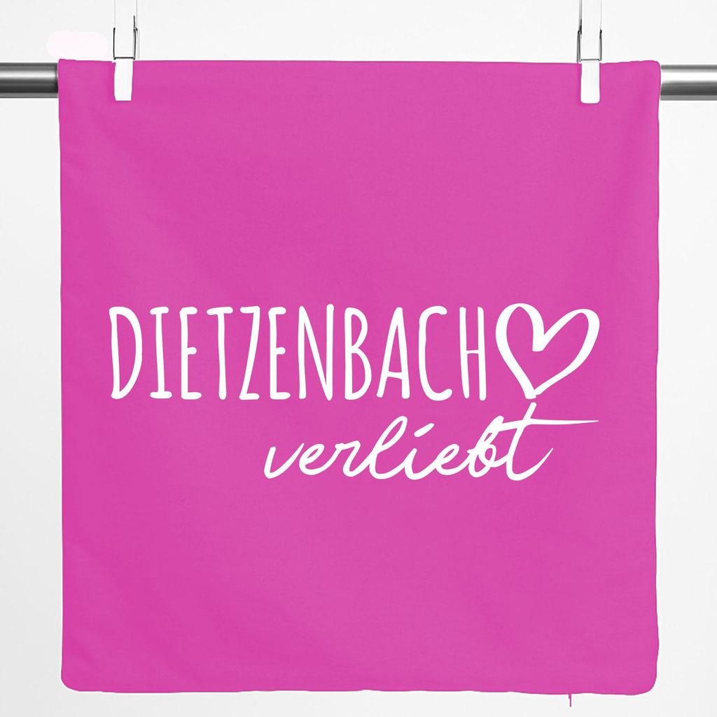 Huuraa Kissenbezug Dietzenbach verliebt 40x40cm Fuchsia Baumwolle Dekokissenbezug Geschenkidee