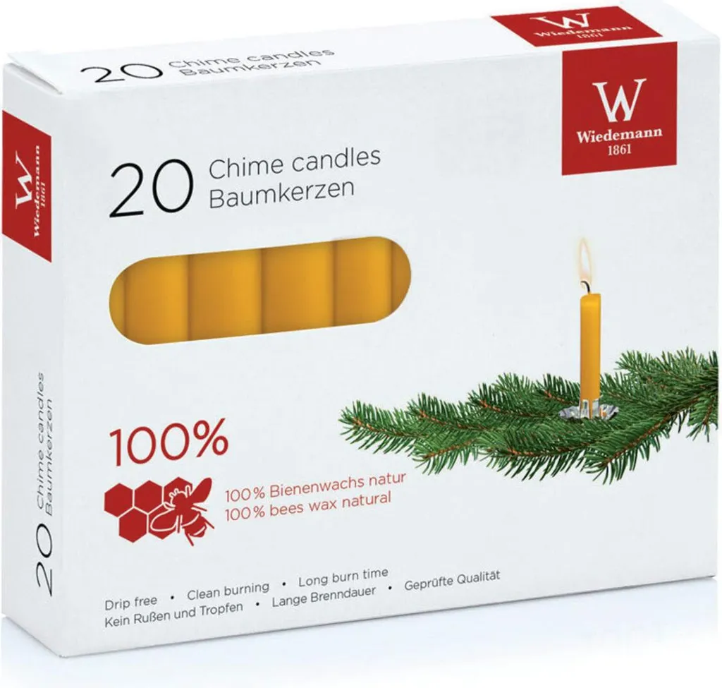 Candele Albero Natale Wiedemann Cera d'Api 100% Naturale 20 Pezzi