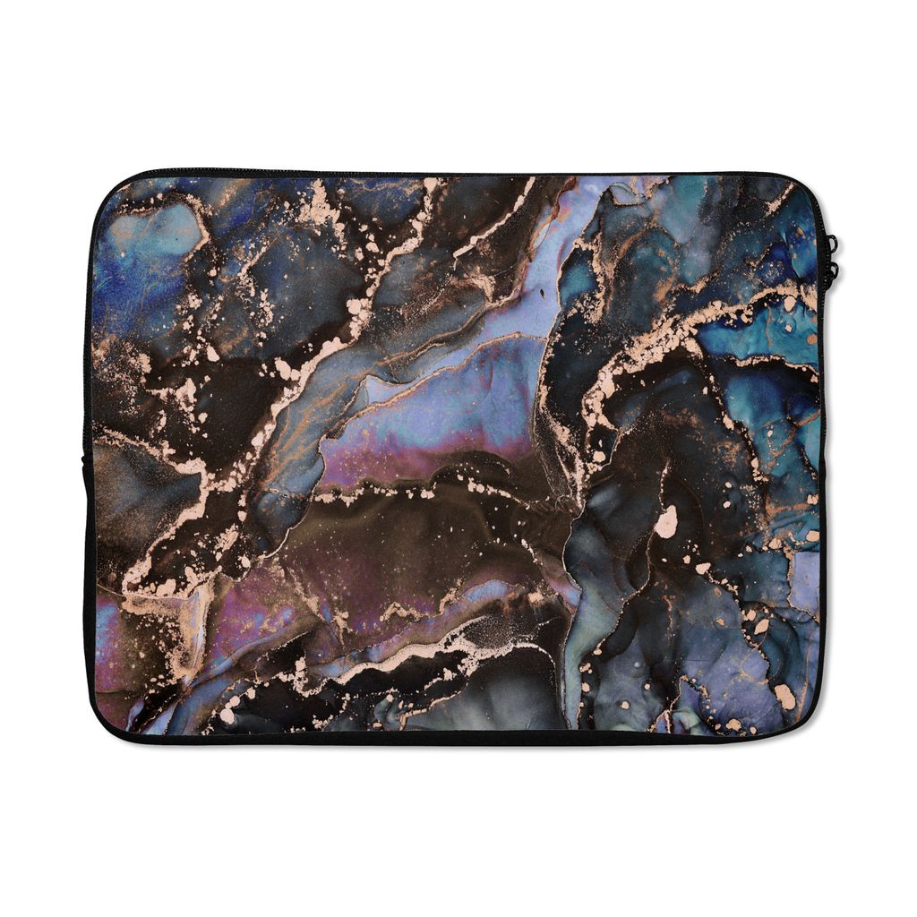 MuchoWow Laptop Hülle 17 Zoll Laptoptasche Marmor - Gold - Rosa - Zipper - Schutzabdeckung
