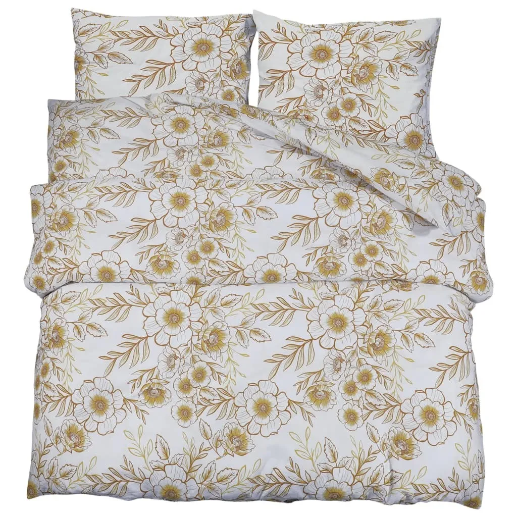 Biancheria Letto 260x220 cm Cotone Bianco e Marrone - Design Minimal Chic