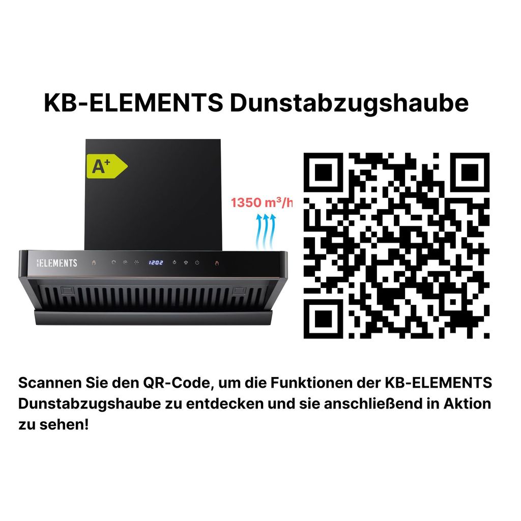 KB ELEMENTS Dunstabzugshaube 80cm, Wandhaube 80cm, 1350 Produktbild 8