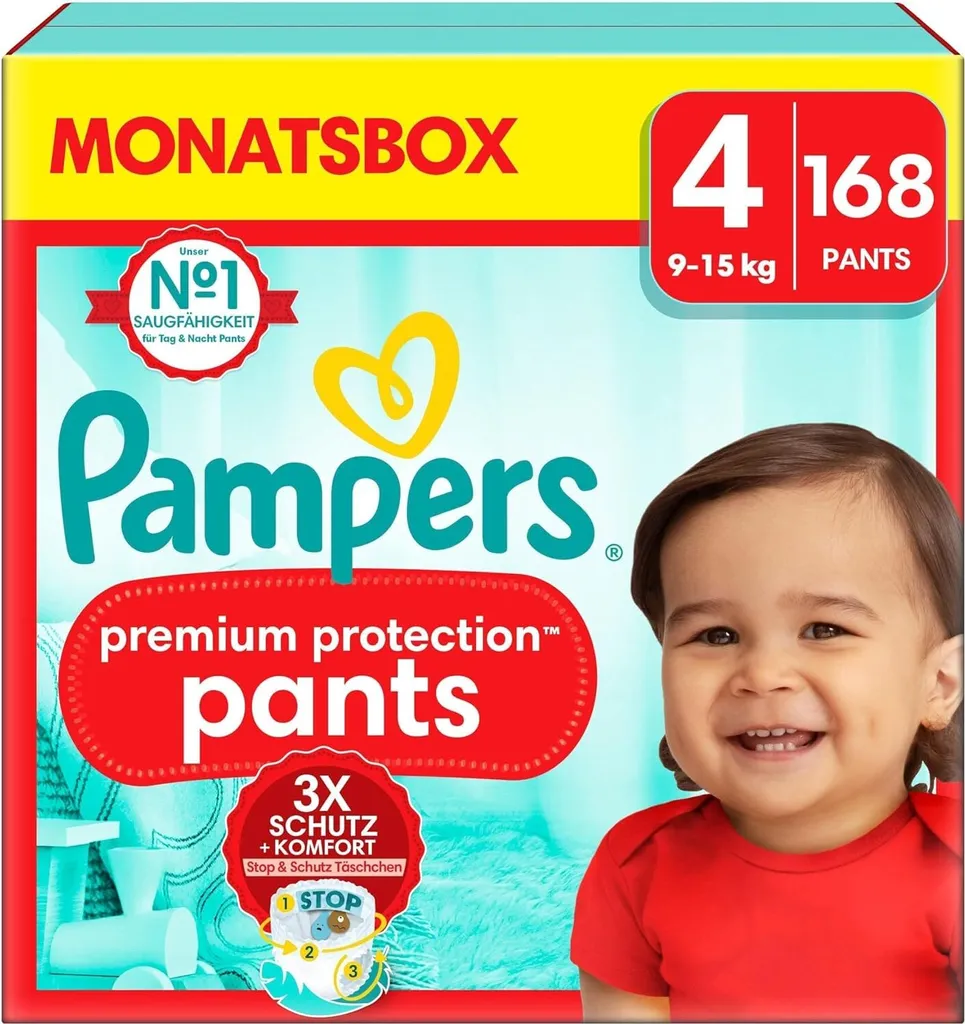 Couches Pampers Protection Premium Taille 4 (9-15kg) - 168 Couches