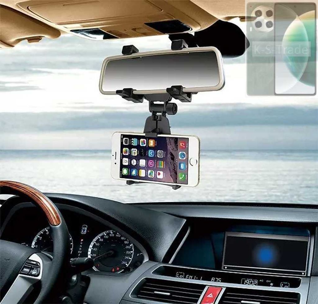 K-S-Trade Smartphone Halterung kompatibel mit Tecno Camon 30 4G Rückspiegel Halterung schwarz Auto Halterung KFZ Halter