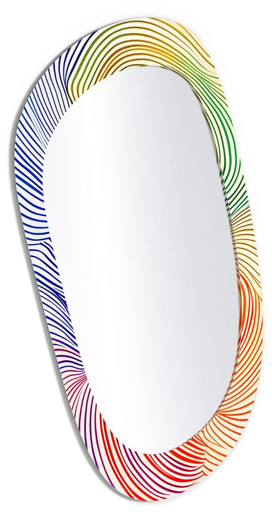 DEQORI Wandspiegel Organisch 53,9x89,6 cm 'Regenbogenspirale' Spiegel Badspiegel Bad