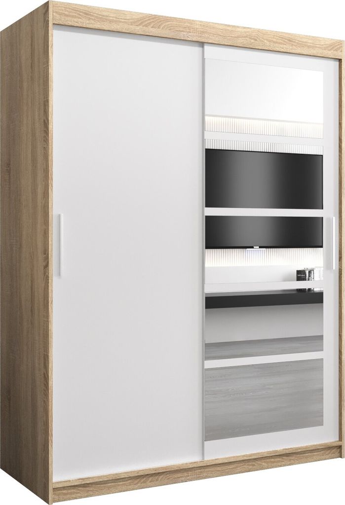 Kleiderschrank, Schiebetürenschrank Schlafzimmer, Schrank mit Spiegel ROMA 1 150 cm