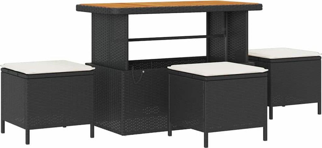 Garten Essgruppe Schwarz Poly-Rattan