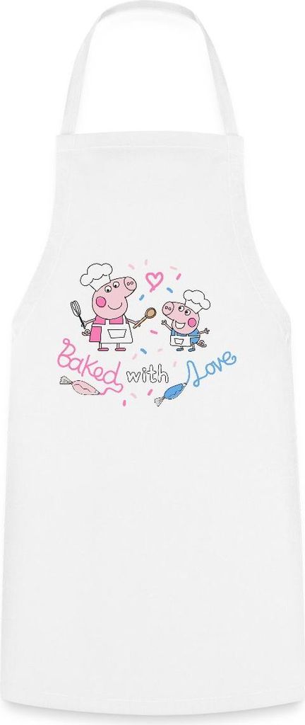 Spreadshirt Peppa Pig Design Baked With Love Kochschürze, One size, Weiß