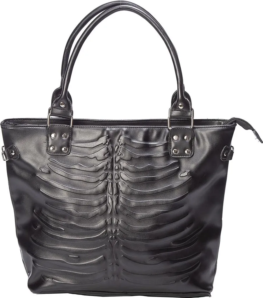 Sac Cabas Gothique Vespera Banned Alternative avec Squelette Gaufré
