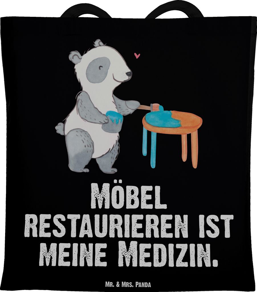 Mr. & Mrs. Panda Tote Bag Panda Möbel restaurieren - Schwarz - Geschenk, dokumententasche, Shopping Tasche, Antike, Handwerk, Restaurator, Schulta...