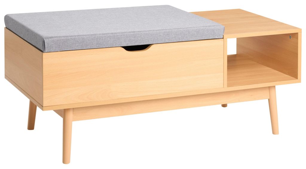 BELIANI Schuhbank Hellbraun aus Faserplatte Holzoptik mit Ablagefach Sitzbank mit Polster Skandinavischer Stil für Flur Eingangsbereich Schuhschrank