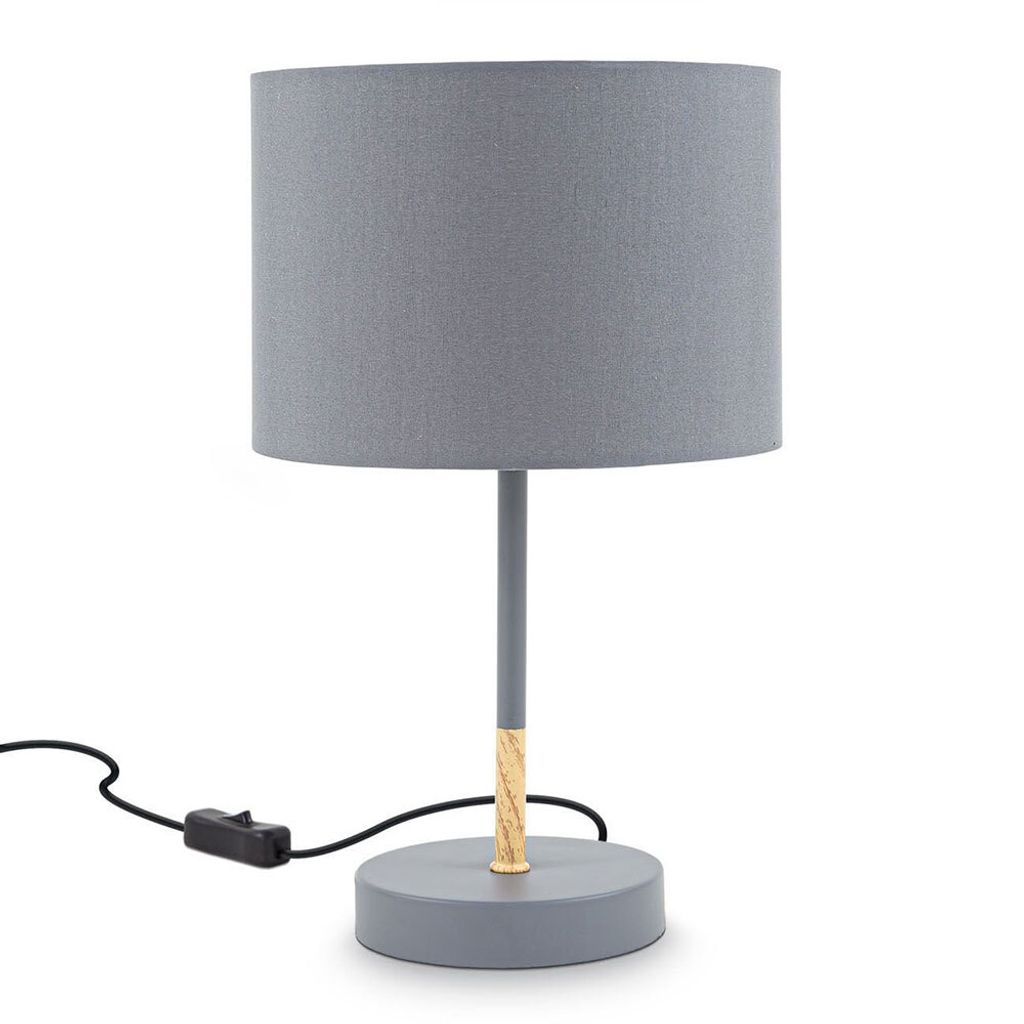 B.K.Licht Tischleuchte Grau Textilschirm Ø20cm max. 40W E27 Produktbild 