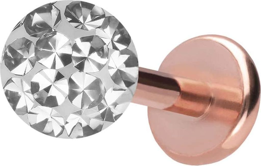 Ohrpiercing, Nasenpiercing Titan Labret mit Push Fit EPOXY-KUGEL RoséGold Stablänge: 5mm + Stabstärke: 1mm + Kugelgröße: 4mm