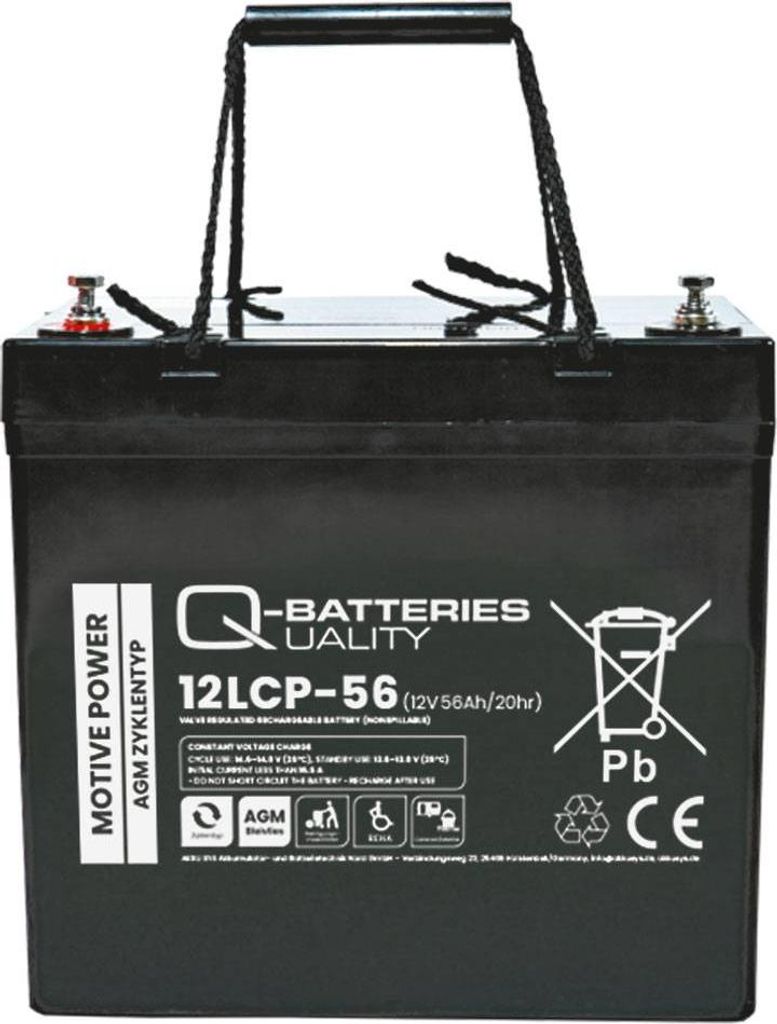 Q-Batteries 12LCP-56 / 12V - 56Ah Blei Akku Zyklentyp AGM - Deep Cycle VRLA
