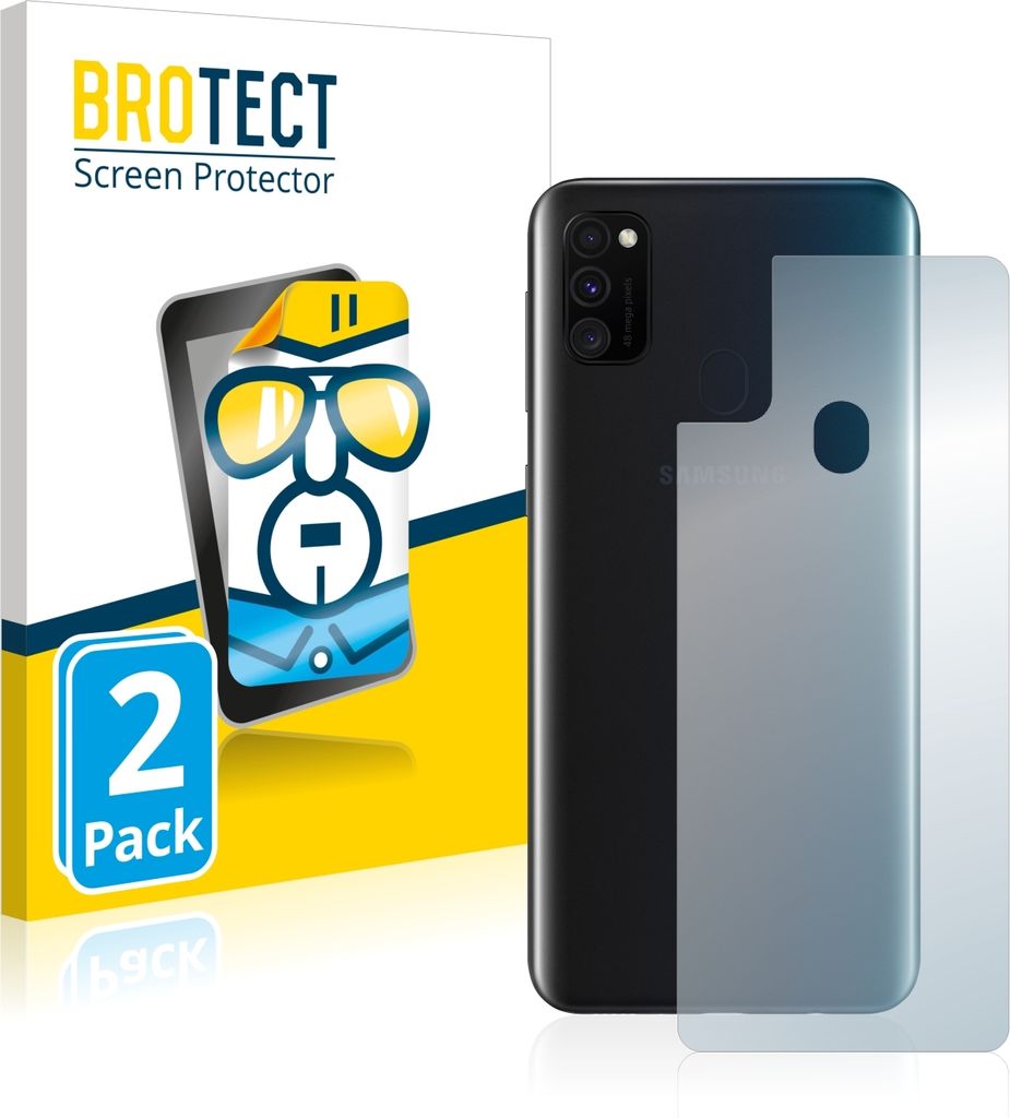 2x BROTECT Schutzfolie für Samsung Galaxy M30s (Rückseite) Folie Klar Transparent