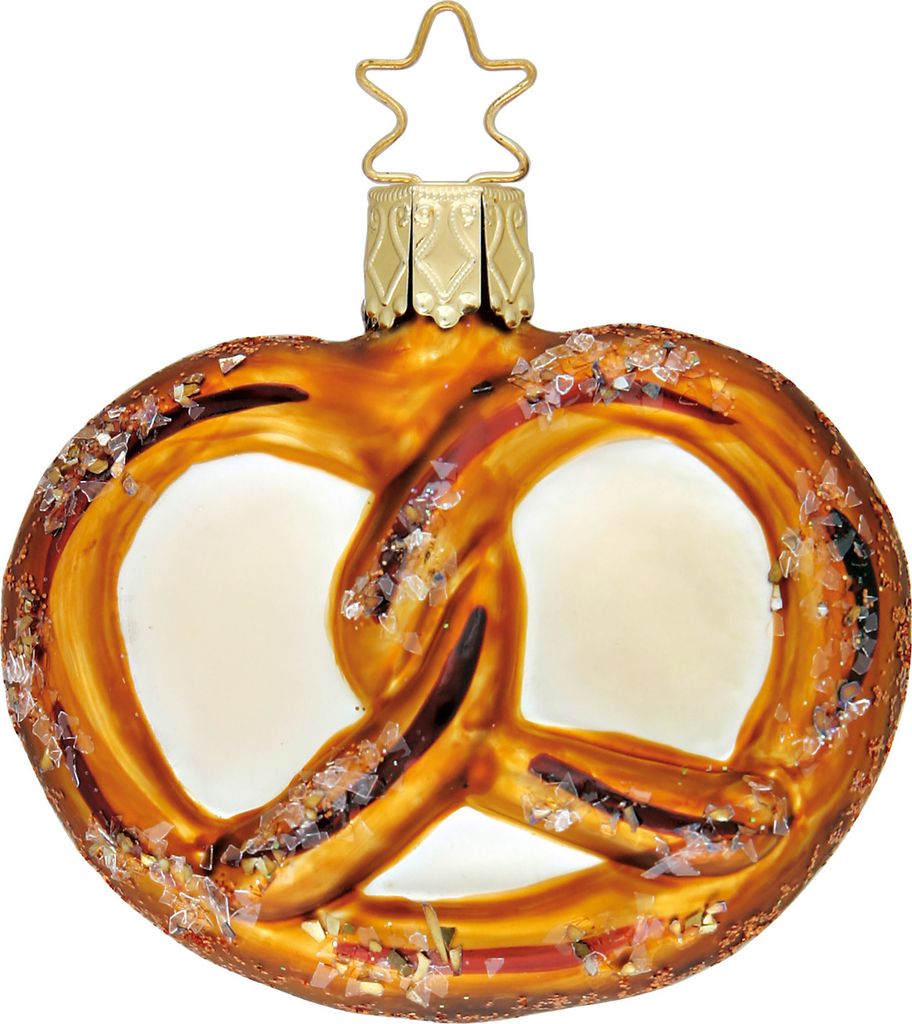 Christbaumschmuck Brezel Glas 6cm braun, 1 Stück Produktbild 1