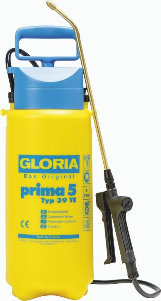 GLORIA prima 5 - Drucksprühgerät 5 L, Gartenspritze inkl. Messing-Lanze und Düse
