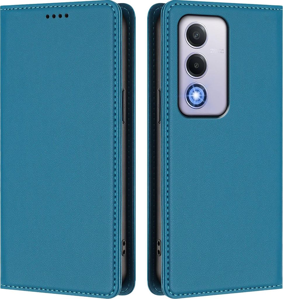 Handyhülle für Oppo A80 5G, Kunstleder Klapphülle Stoßfeste Magnetische Hülle mit Ständer Blau