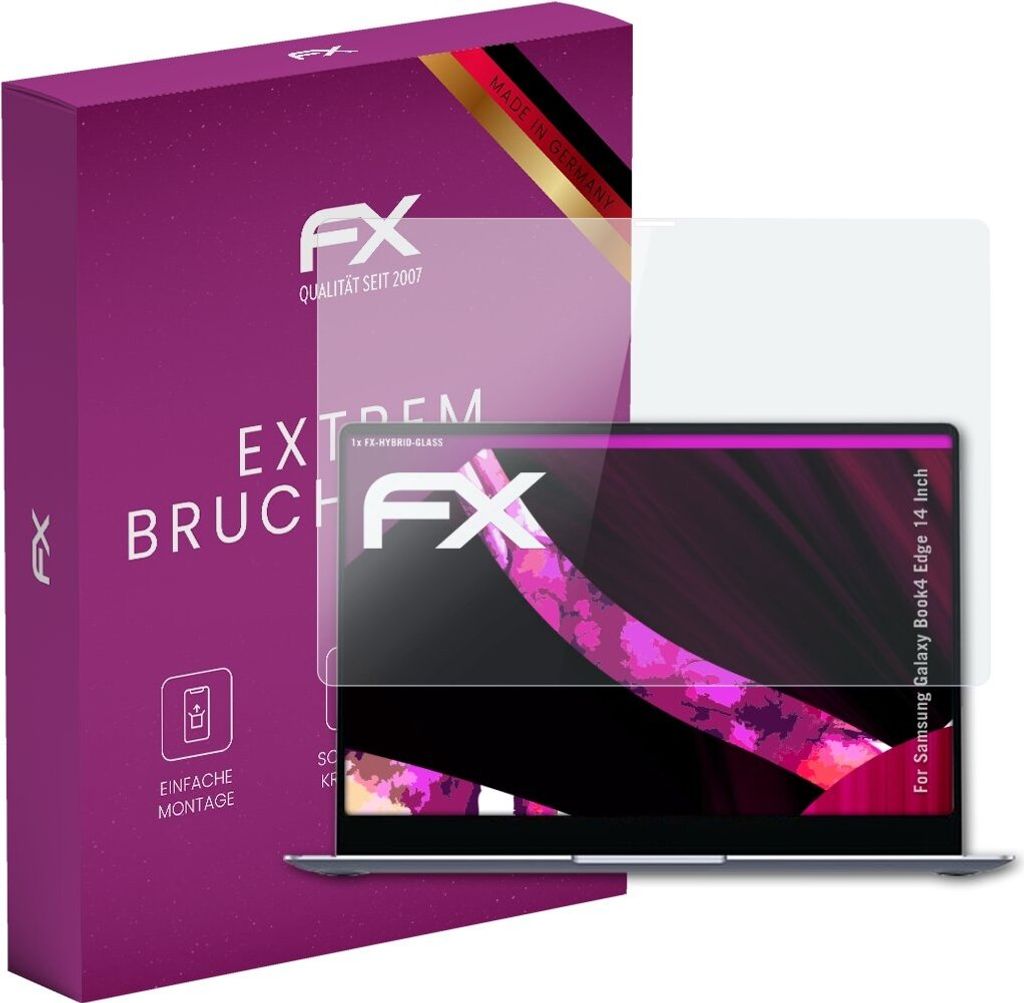 atFoliX FX-Hybrid-Glass Displayfolie kompatibel mit Samsung Galaxy Book4 Edge (14 Inch) Glasfolie