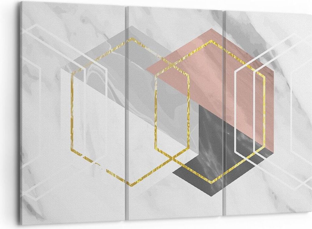 Bild auf Leinwand - Leinwandbild - 3 Teile - Zahlen Weiß Golden - 105x70cm - Wand Bild - Wanddeko - Wandbilder - Leinwanddruck - Bilder - Wanddeko...