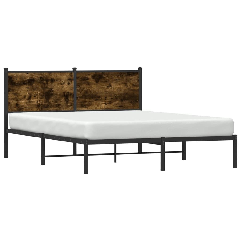 vidaXL Metallbett ohne Matratze Räuchereiche 140x200 cm