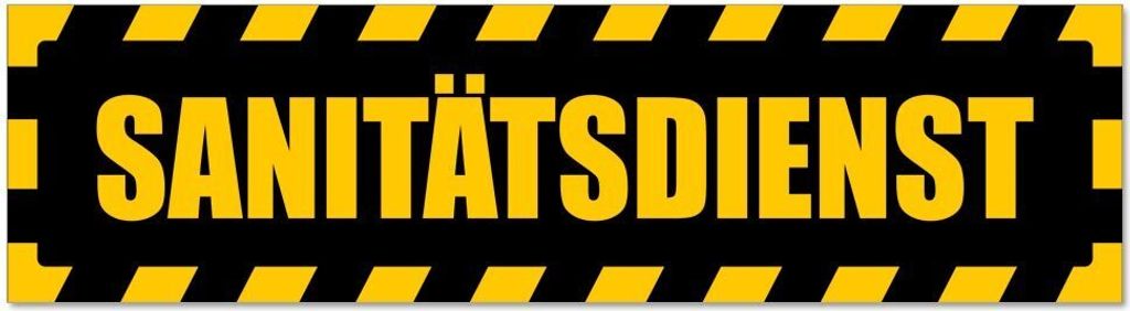 Kiwistar - Autoaufkleber - Gelb - Schwarz - 20 x 5,3 cm - Sanitätsdienst gestreift - Hinweis Aufkleber Sticker für Auto, Kfz, Fahrrad, PKW, LKW