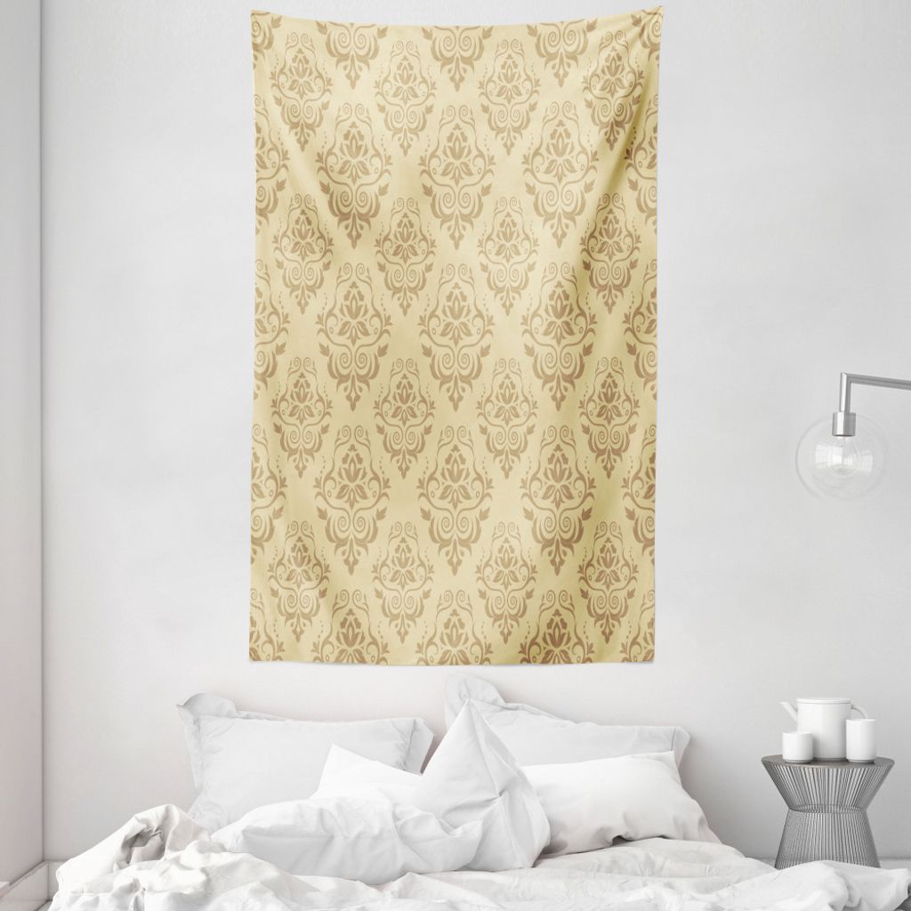 ABAKUHAUS Damast Wandteppich und Tagesdecke, Antike Spitze Blumen aus Weiches Mikrofaser Stoff Waschbar ohne Verblassen Digitaldruck, 140 x 230 cm,...