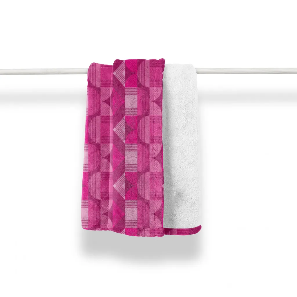 ABAKUHAUS Coperta in morbido pile flanella, forme circolari e lineari, soffice peluche per interni ed esterni, 125 x 175 cm, rosa magenta - 2