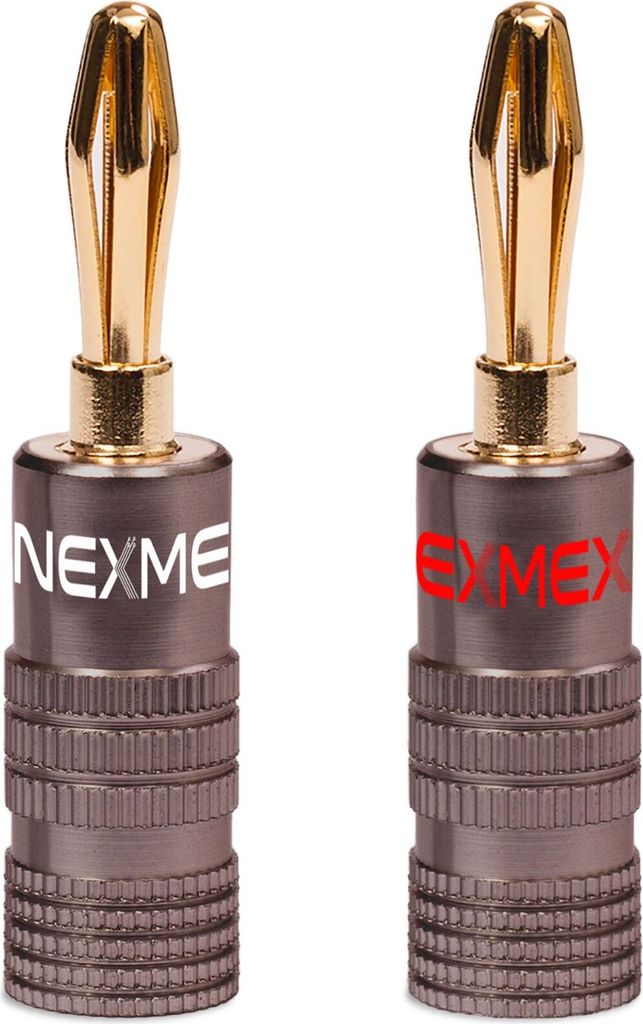 Bananenstecker 4mm schraubbar 2x Stecker vergoldet NEXMEX für Lautsprecherkabel