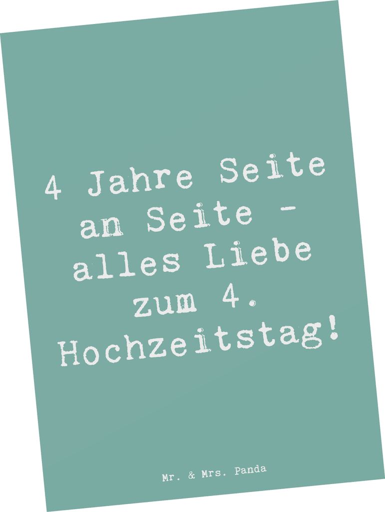 Mr. & Mrs. Panda Postkarte Spruch 4. Hochzeitstag Produktbild 