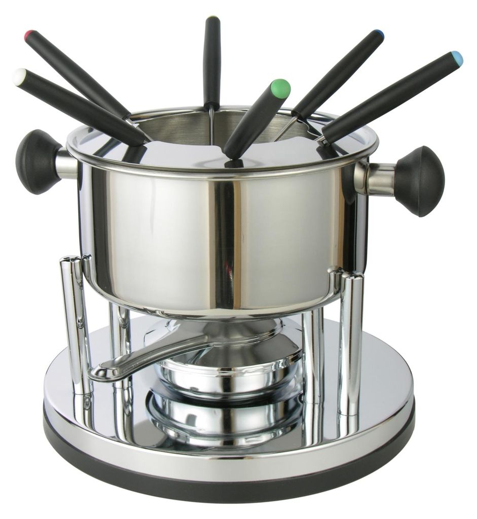Fondue-Set Edelstahl mit Topf und Gabeln Haushalt Produktbild 