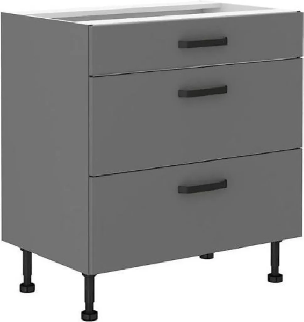 Meuble bas NELJA 80 cm anthracite avec tiroirs à fermeture douce