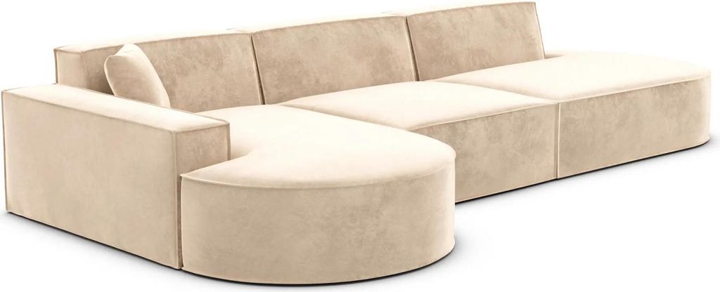 Samtstoff L-Form Lounge Sofa Brevia Beige Links