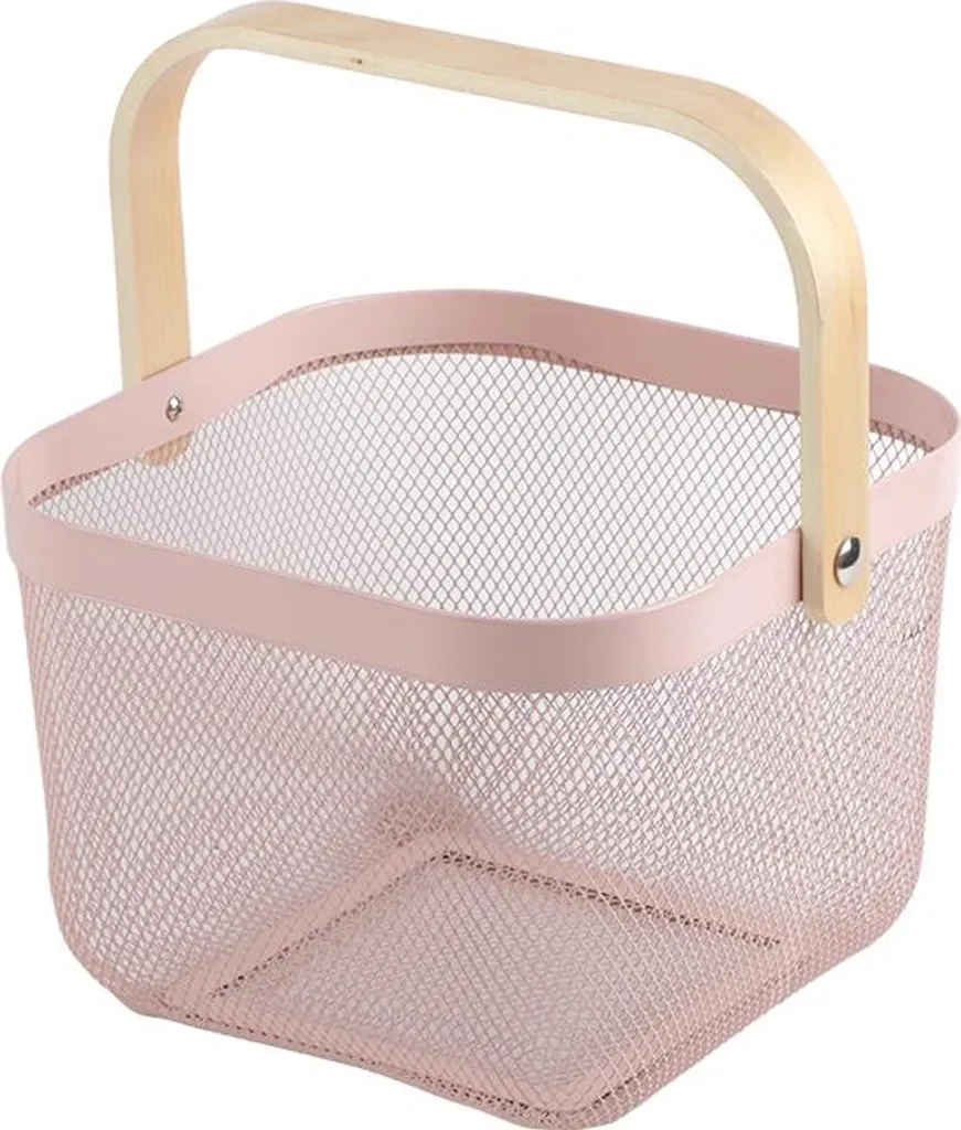 Passoire à fruits rose en métal avec poignée ergonomique pour cuisine