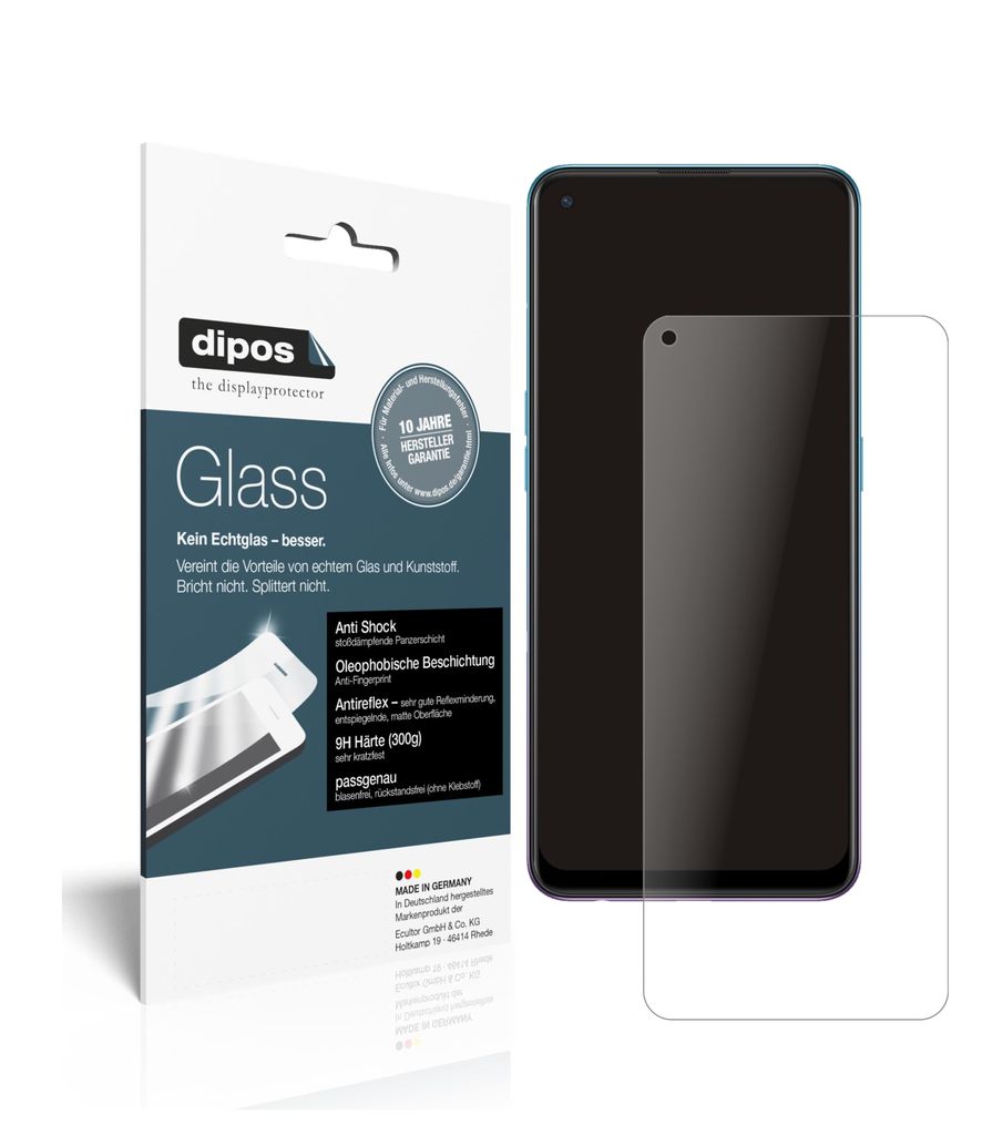 1x Schutzfolie für Oppo Reno5 5G matt - Anti-Shock 9H Folie dipos Glass Kunststoffglas