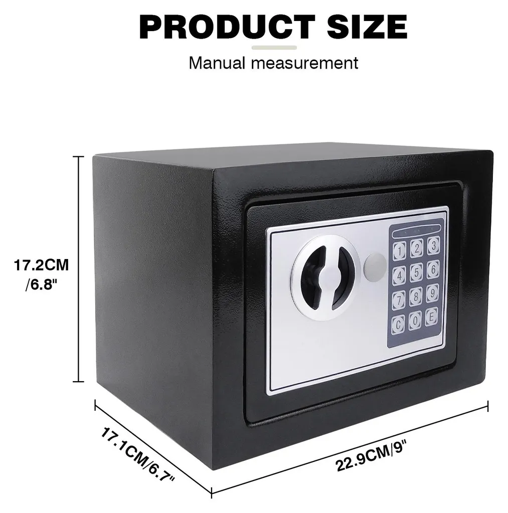 Coffre-fort compact noir à clavier numérique et double verrouillage - 2
