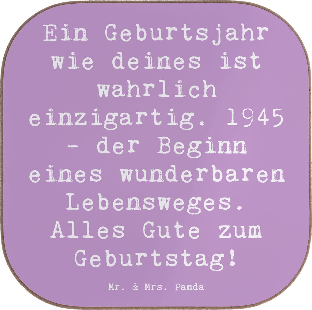 Mr. & Mrs. Panda Untersetzer Glas Spruch 1945 Geburtstag - Lavendeltraum - Geschenk, einzigartiges Geburtsjahr, Happy Birthday, für Gläser, Jahr,...