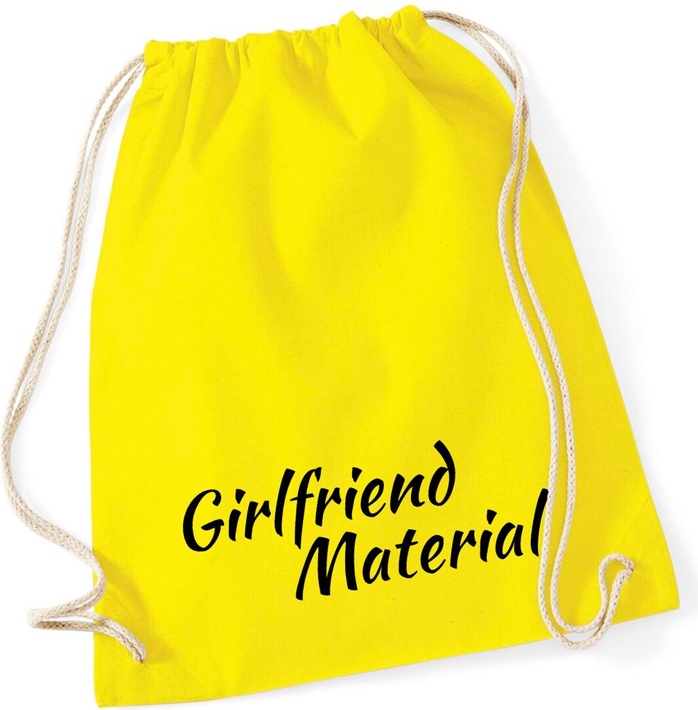 Huuraa Turnbeutel Girlfriend Material Schriftzug 12 Liter Yellow Baumwolle Rucksack Geschenkidee