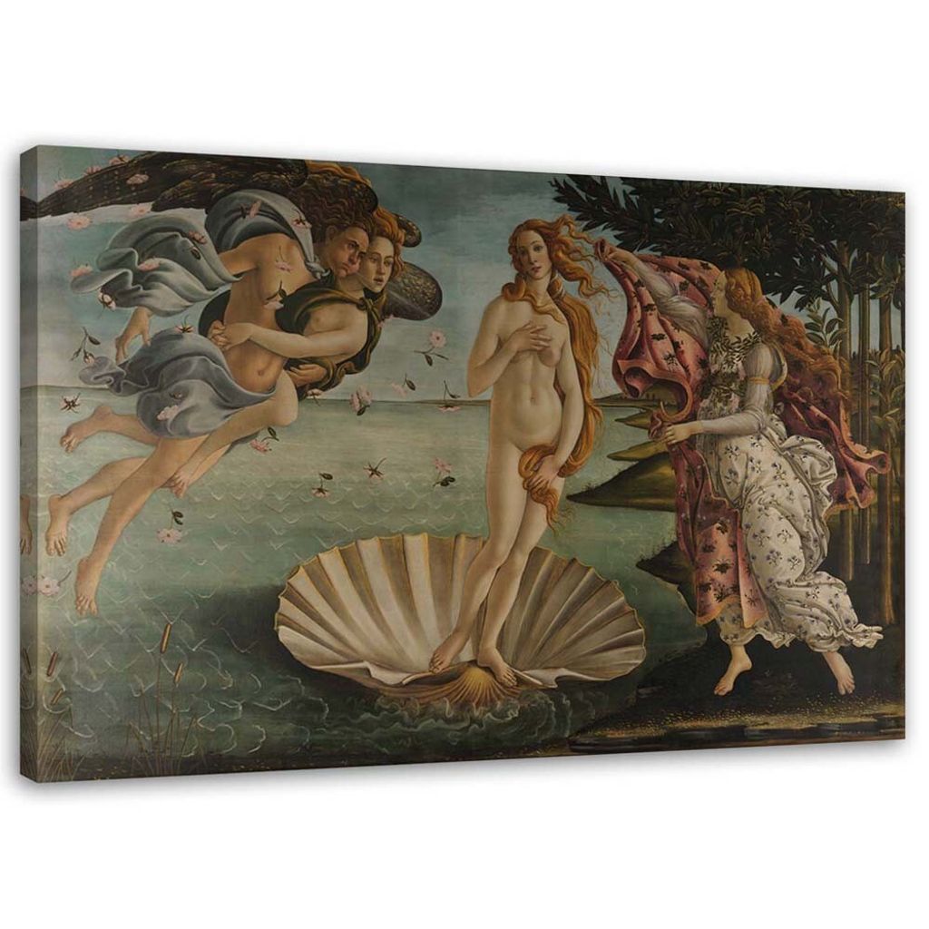 Leinwandbild geburt der venus - reproduktion von s. botticelli 100x70 cm Feeby braun wandbild bereit zum aufhängen