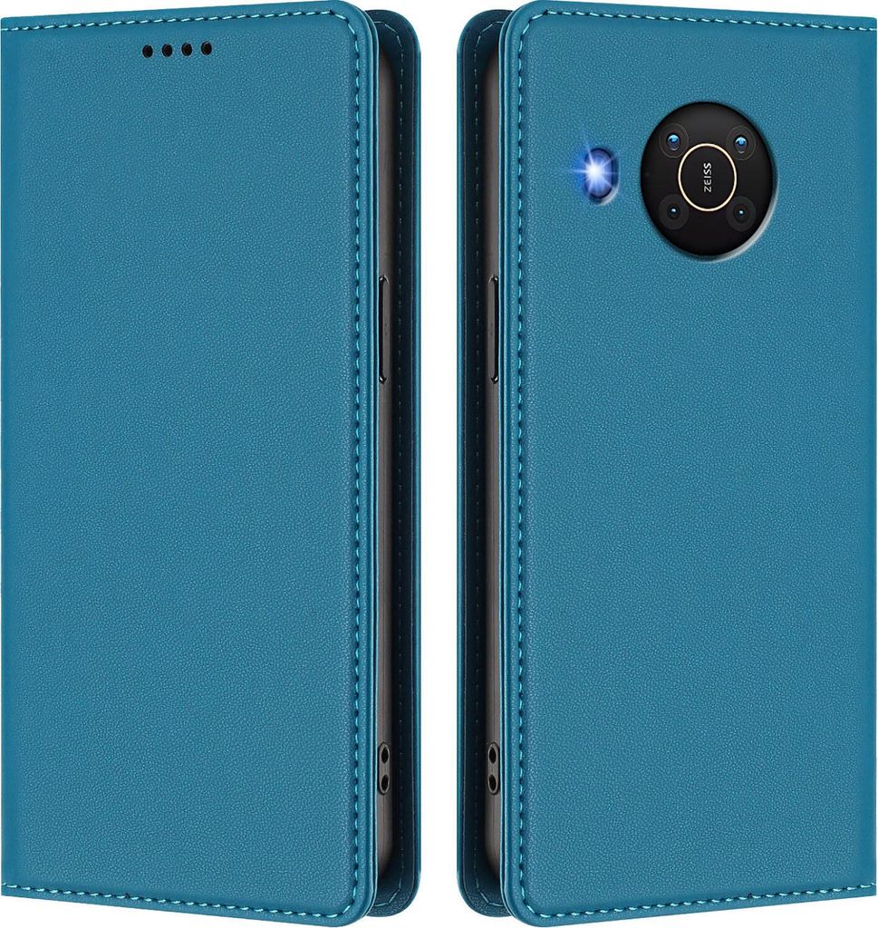 Handyhülle für Nokia X20 /Nokia X10, Kunstleder Klapphülle Stoßfeste Magnetische Hülle mit Ständer Blau