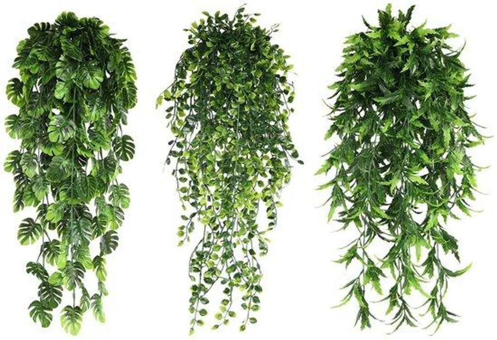 Plante suspendue artificielle lot de 3 avec feuillage vert dense 65 cm