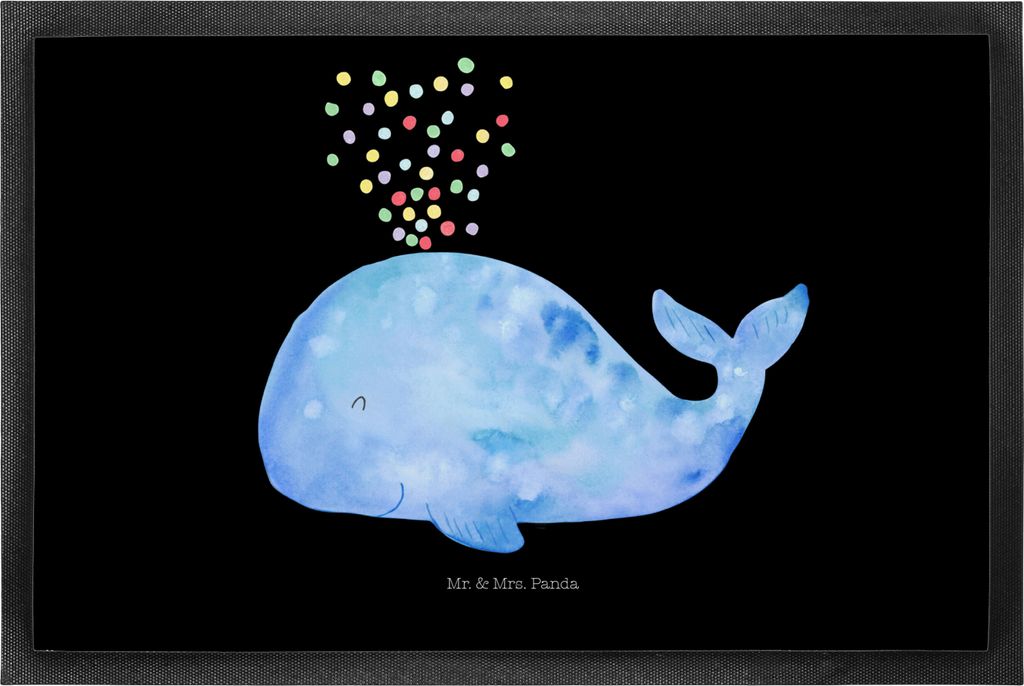 Mr. & Mrs. Panda Schmutzmatte Wal Konfetti 50 x 75 cm - Schwarz - Geschenk, Meer, Motivation, Fussmatte, fußmatte, Schmutzfangmatte, Fußabtreter,...
