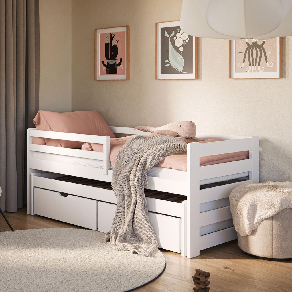 Einzelbett 90x200 mit Rausziehbett 90x190 mit zwei Produktbild 