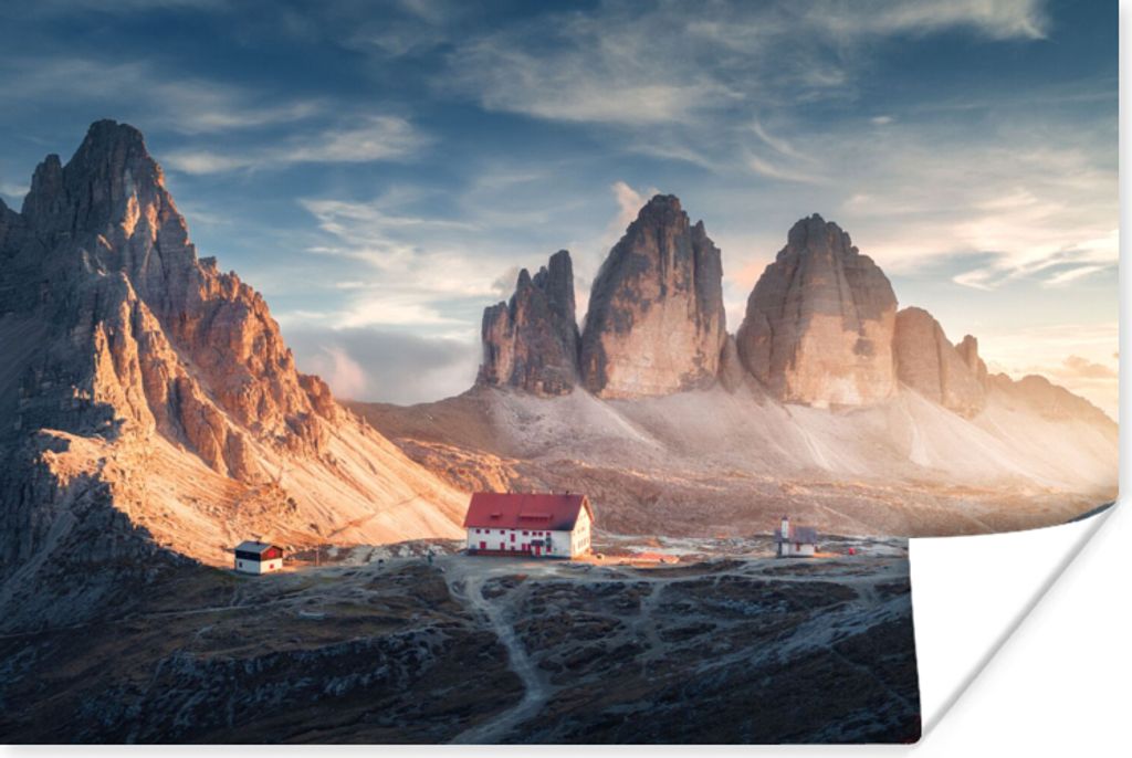 MuchoWow Poster Haus - Berge - Landschaft 180x120 cm - Fotoplakat