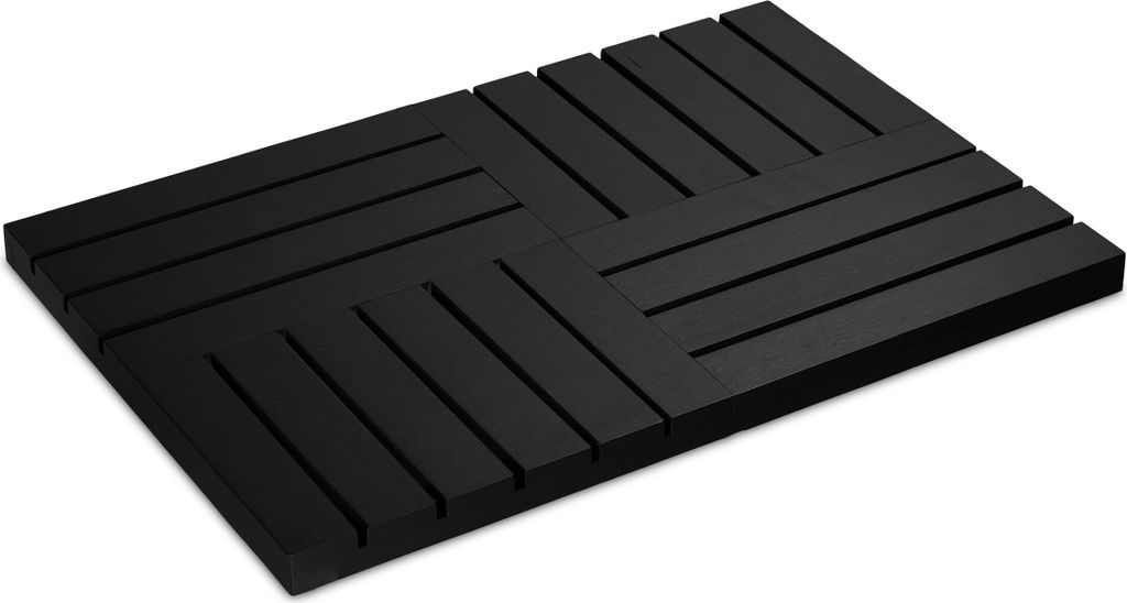 Relaxdays Bambus Badematte, 61 x 40 cm, rutschfeste Duschmatte für Badewanne, Dusche, Sauna, indoor & outdoor, schwarz