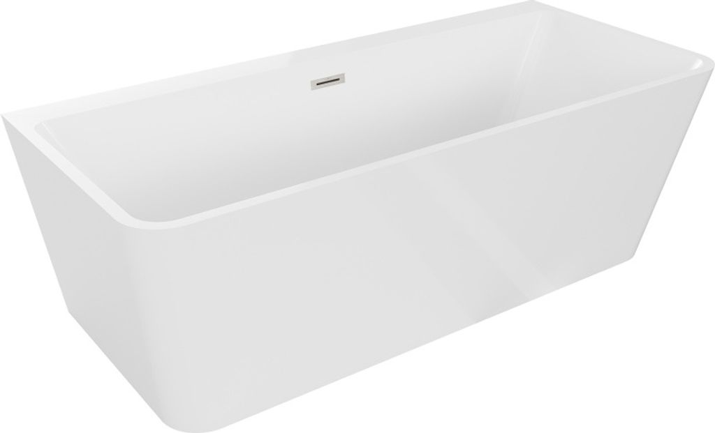 Mexen Volta freistehende Wandbadewanne 170 x 75 cm, weiß, mit gebürstetem Nickelüberlauf - 51131707500-97